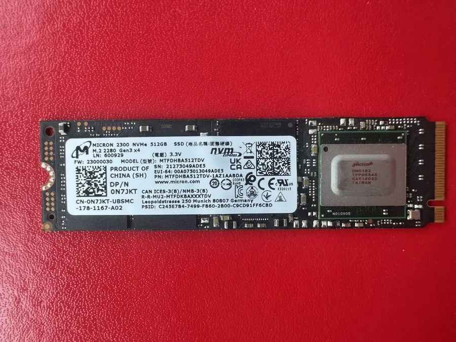 SSD-накопитель Micron 2300 512GB M.2 2280 NVMe PCIe Gen3 x4 SSD MTFDHBA512TDV
