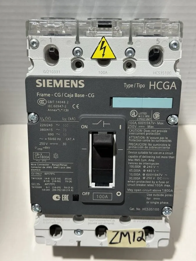 Автоматический выключатель Siemens HCS3S100 HCGA Circuit Breaker 3 Phase 100 Amp — фото лота 1