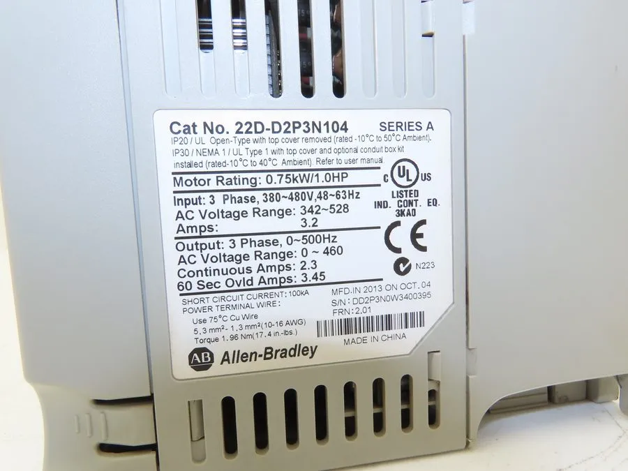 Частотный преобразователь Allen-Bradley 22D-D2P3N104 Series A PowerFlex 40P 0.75