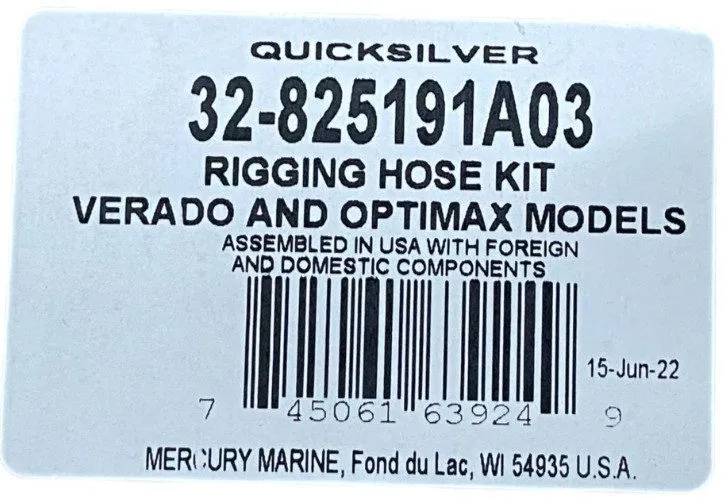 Складское оборудование Mercury / Quicksilver RIGGING TUBE KIT 8M0149598 With Par — фото лота 2