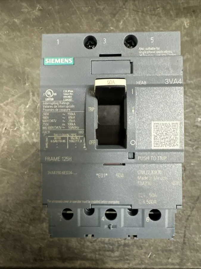 Автоматический выключатель SIEMENS BREAKER (NEW PULL-OUT) 3VA4150-6ED34-0AA0