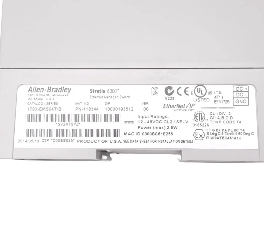 Коммутатор Allen Bradley 1783-EMS04T/B Ethernet Managed Switch, 4-Port RJ45, 12-