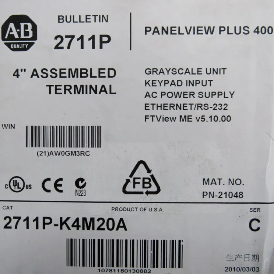 Панель оператора Allen-Bradley 2711P-K4M20A SER C PANELVIEW PLUS 400 Graphic Ter