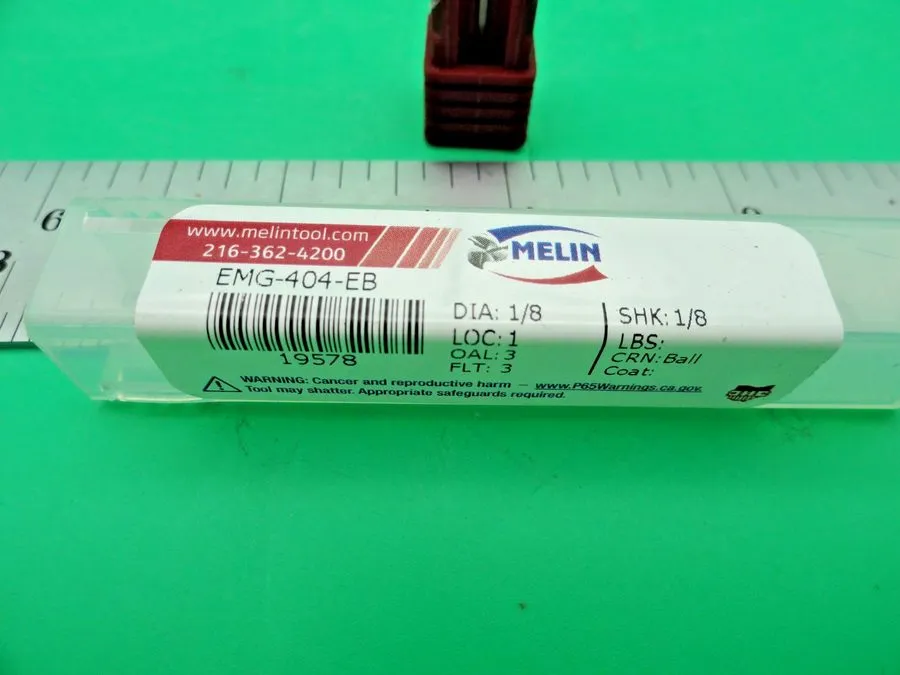 Режущий инструмент 1/8"x1" 3-FLUTE CARBIDE END MILL GP BALL MELIN EMG-404-EB — фото лота 1