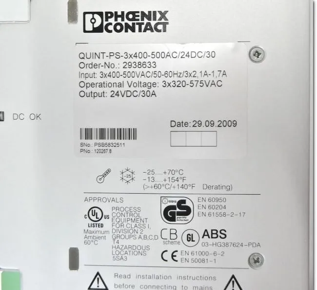 Блок питания Phoenix Contact QUINT-PS-3X400-500AC/24DC/30 Power Supply 24VDC 30A