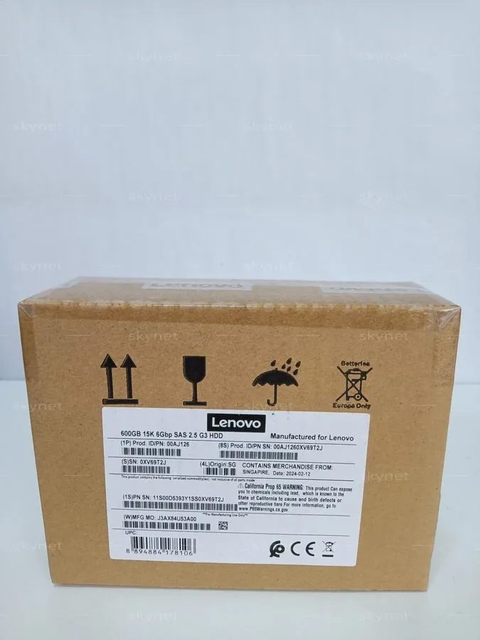 Жёсткий диск Lenovo 600GB 15K 00AJ127 00AJ126 6Gbs 2.5" SAS G3HS X3650 M5 Hard D