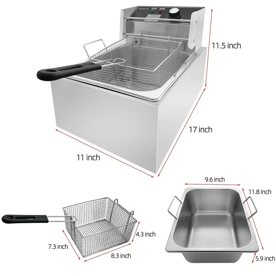 Фритюрница Electric Deep Fryer 10L/10.5QT Stainless Steel Single Tank Commercial