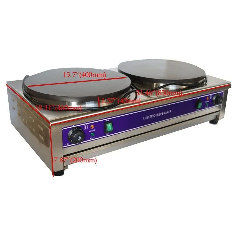 Конвейер 220V Commercial Crepe Maker Machine Dia 15.7in Nonstick Double Pan Crep