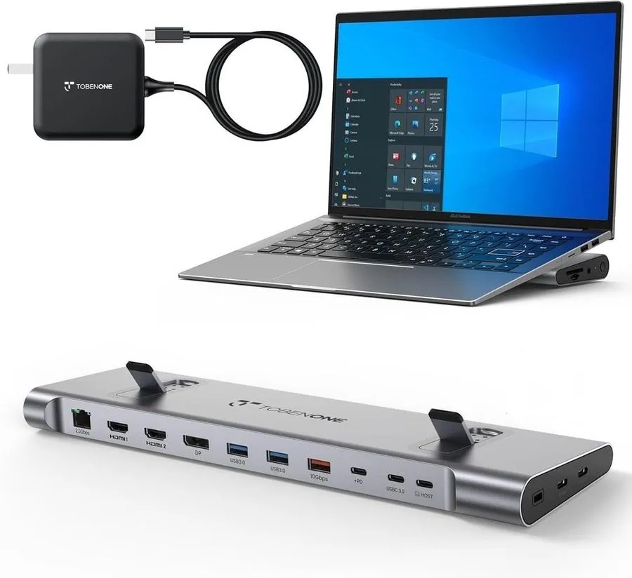 Тестер TobenONE 16-in-1 USB-C Docking Station 3 Monitors with Dell/HP/Lenovo