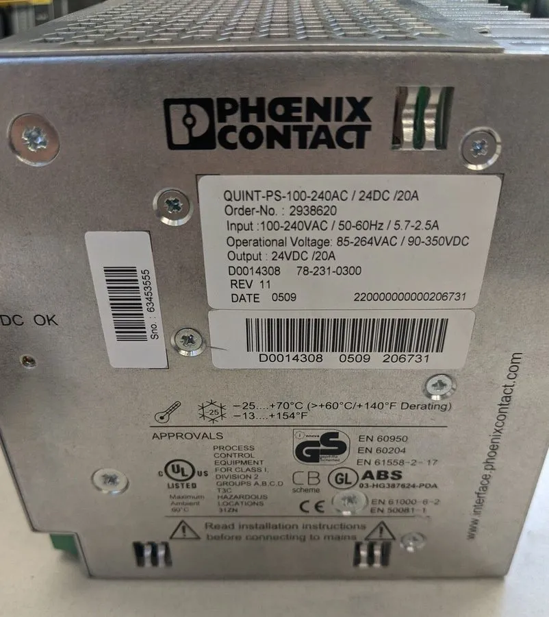 Блок питания Phoenix Contact QUINT-PS-100-240AC/24DC/20A DC Power Supply 24VDC 2