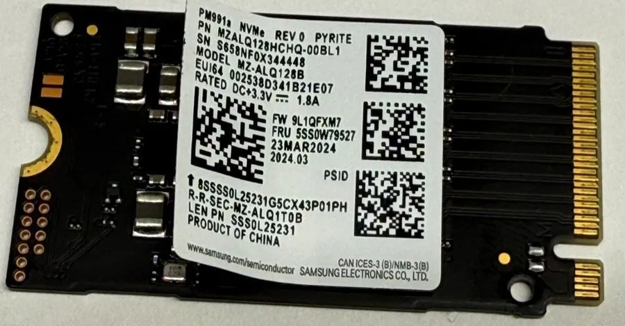 SSD-накопитель Samsung PM991a 128GB NVMe PCIe Gen3 x4 M.2 2242 SSD (MZ-ALQ128B)