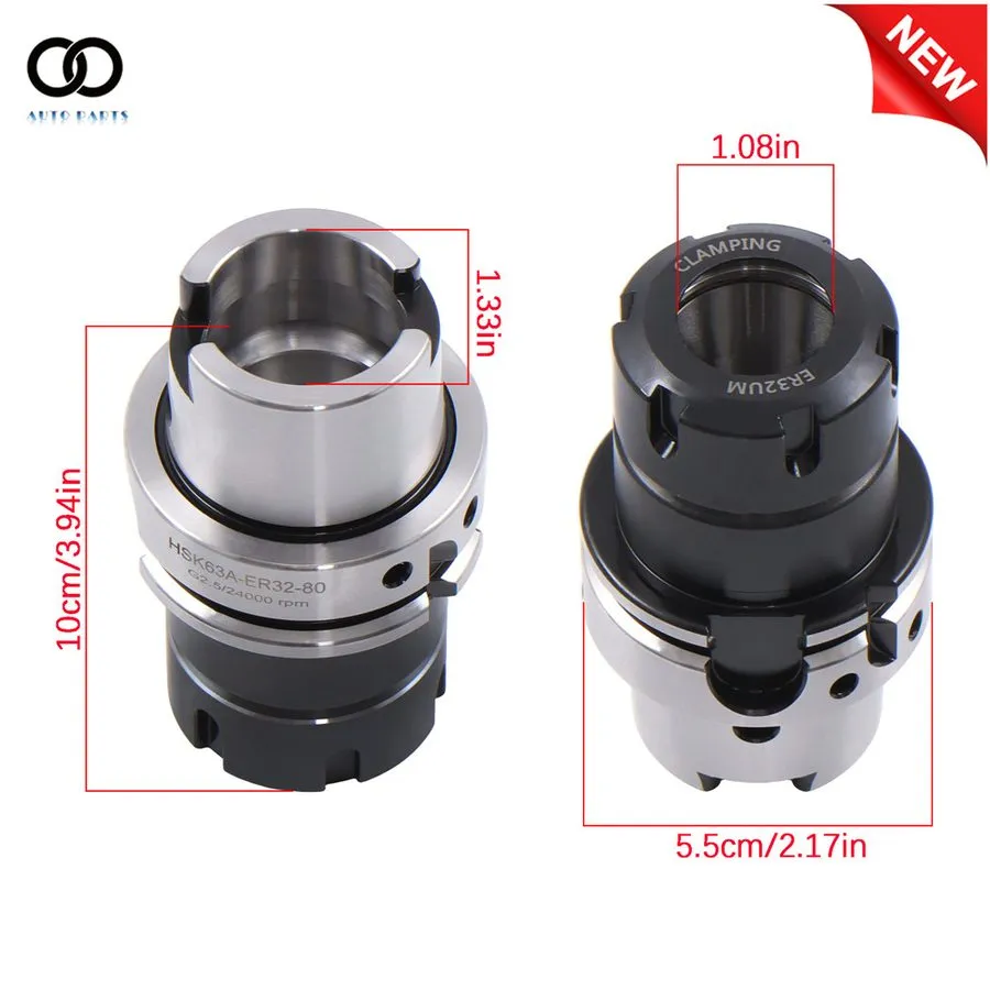 Режущий инструмент HSK63A ER16 Collet Chuck 3.25" G2.5/24000 RPM Balanced Set — фото лота 1