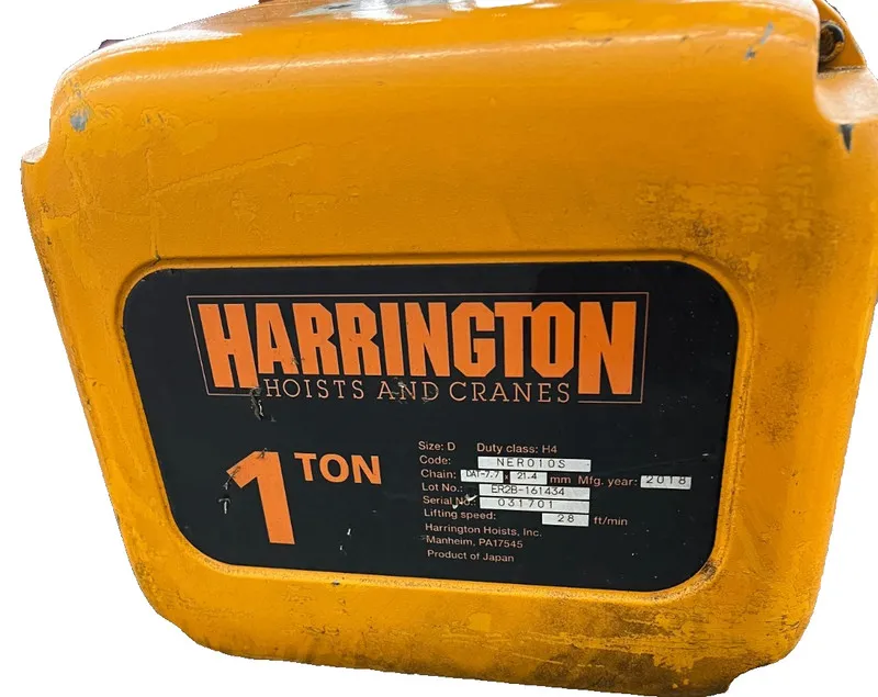 Таль HARRINGTON 1 TON ELECTRIC HOIST SIZE D DUTY CLASS H4 CODE NER010S
