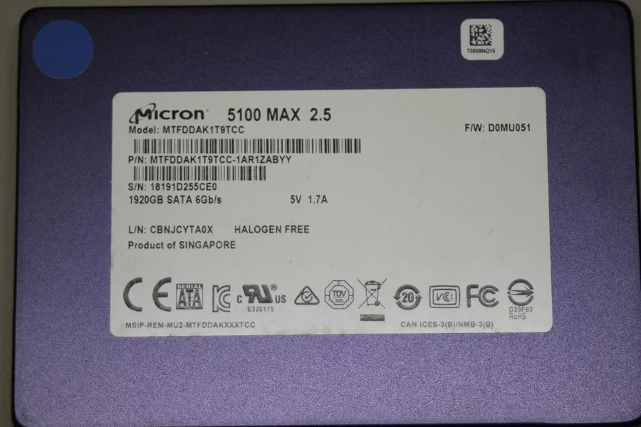 SSD-накопитель Micron 5100 Max 1.92TB SATA 3 6Gb/s 2.5" SSD MTFDDAK1T9TCC (75% H