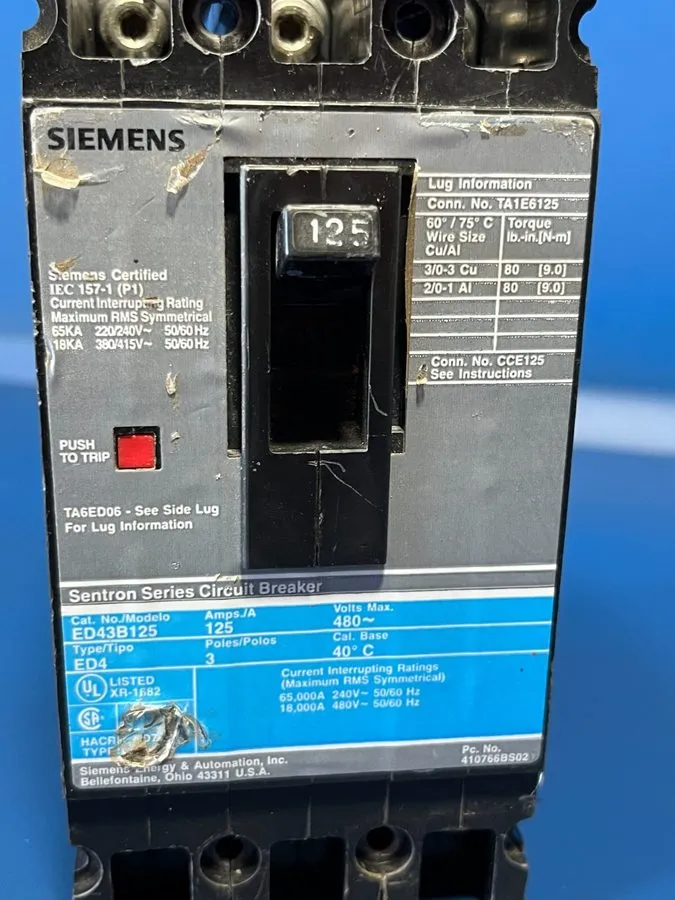 Автоматический выключатель Siemens Sentron Series 3 pole circuit breaker 125A 48