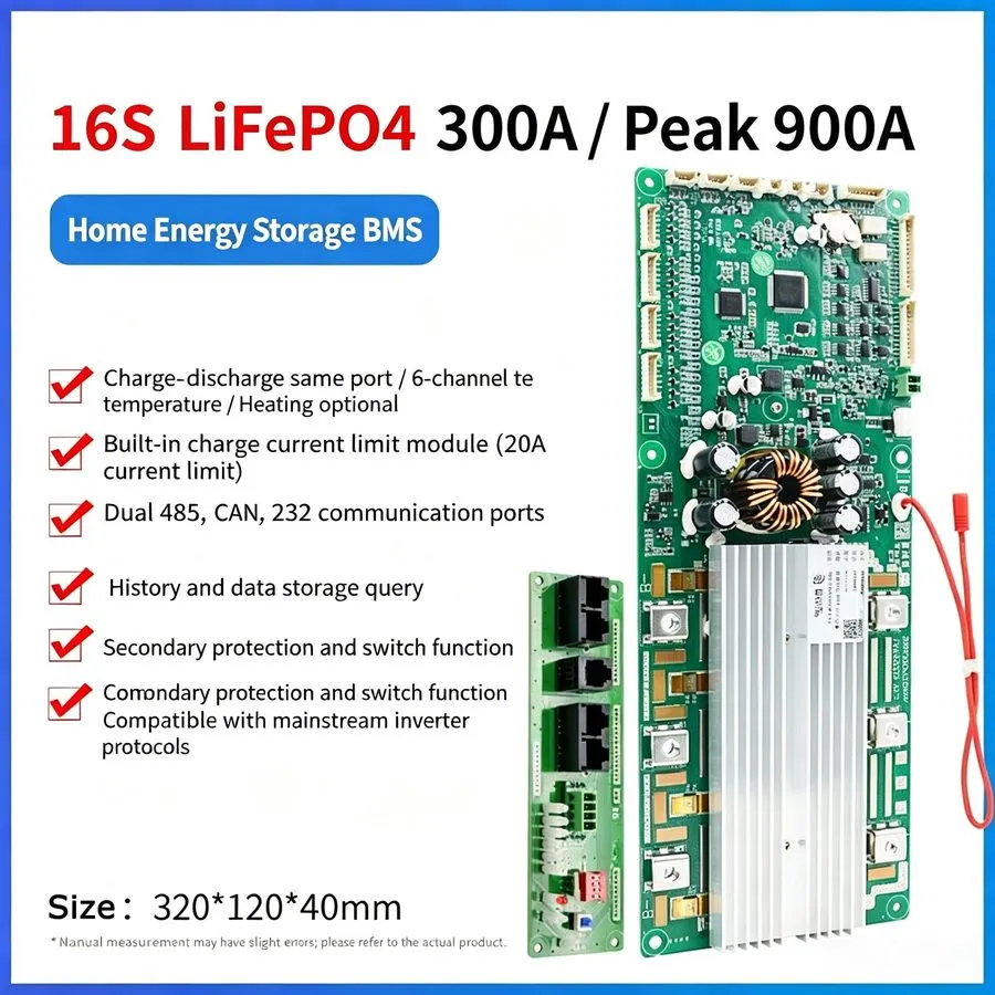 Аккумулятор JBD 8S-16S 24V-48V 300A LiFePo4 Home Storage Energy Inverter BMS UAR