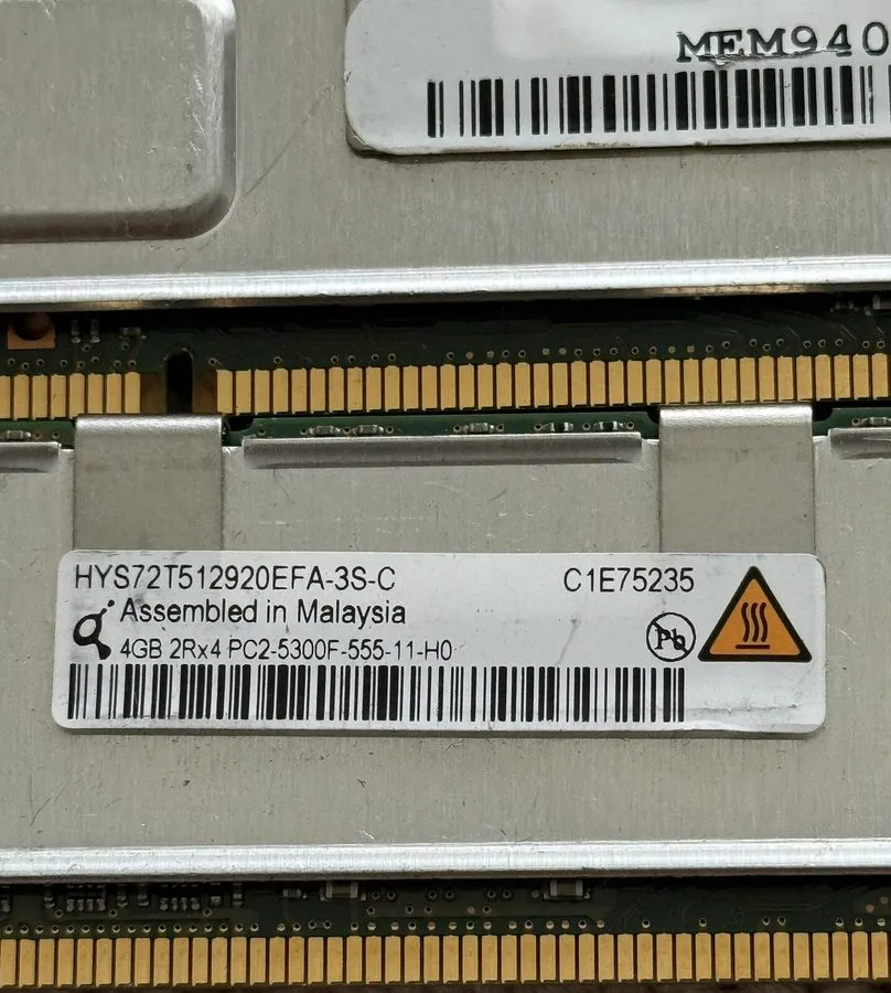 Модуль памяти QIMONDA HYS72T512920EFA-3S-C 4GB 2RX4 PC2-5300F DDR2 MEMORY