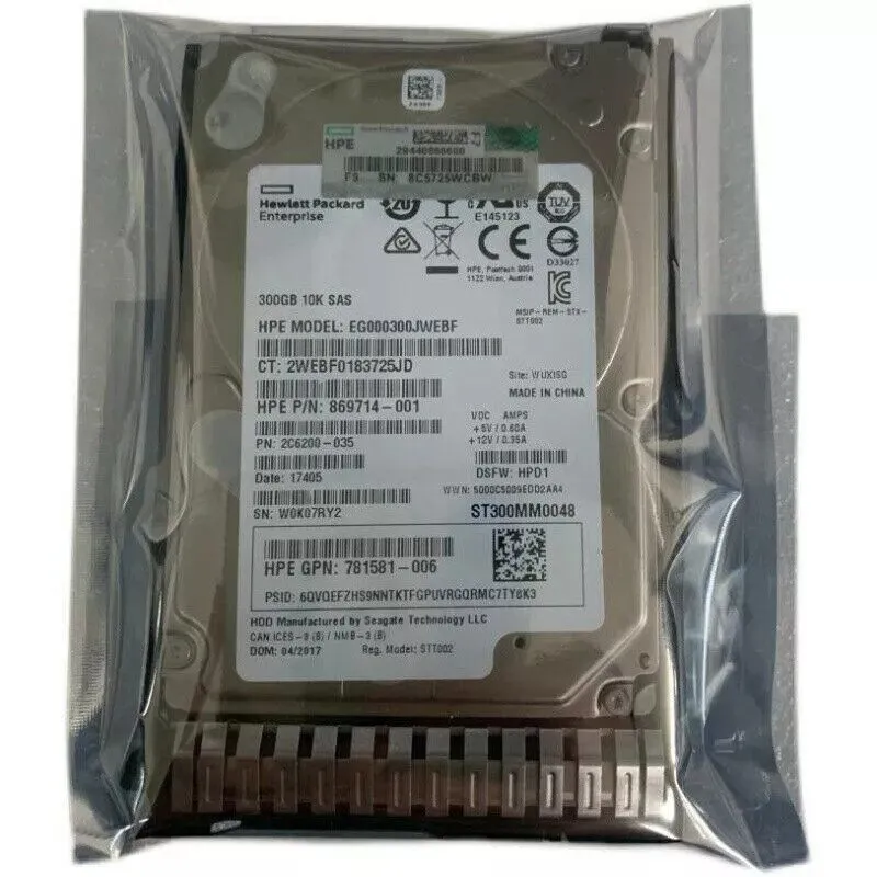 Жёсткий диск HPE 872475-B21 872735-001 SAS 10K SFF 300GB 12G 2.5" DC SC HDD Hard