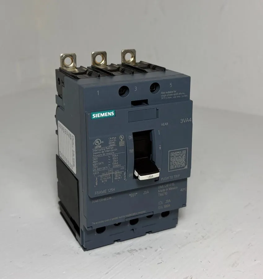 Автоматический выключатель Siemens 3VA4 125A Circuit Breaker w/ 20 Amp Trip 3VA4