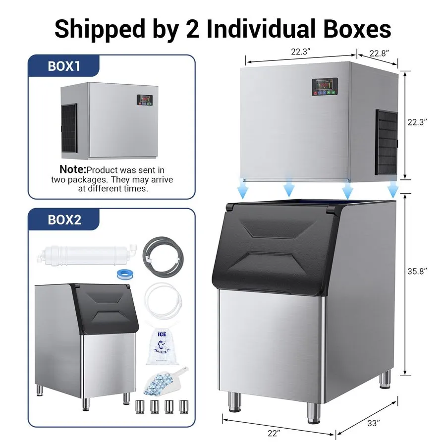 Льдогенератор Heavy Duty 600Lbs/24H Commercial Ice Maker Machine 450LBS Industri