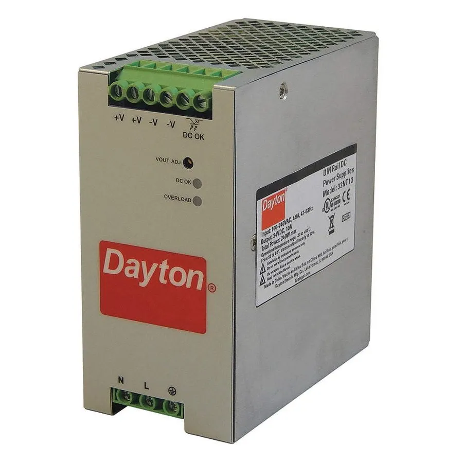 Блок питания Dayton 33Nt13 Dc Power Supply, 90/264V Ac, 24V Dc, 240 W, 10 A, Din — фото лота 1