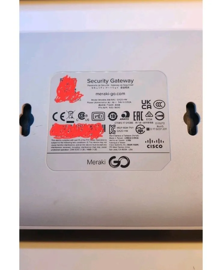 Маршрутизатор Cisco Meraki Go GX20-HW-US 5-Port Security Gateway Router Cloud Ma