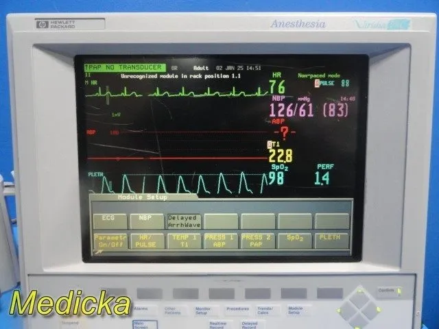 Монитор пациента Philips/Agilent VARIDIA 24C/26 Anesthesia Monitor W/ M1041A Rac — фото лота 3