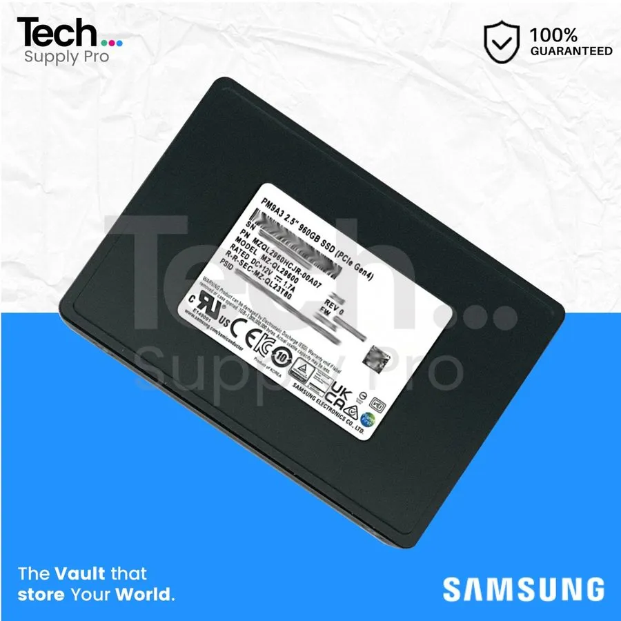 SSD-накопитель Samsung PM9A3 960GB PCI-E Gen4 x4 NVMe 2.5'' U.2 SSD MZ-QL29600 4