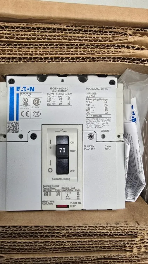 Автоматический выключатель EATON IND CIRCUIT BREAKER, PDG23M0070TFFL, 70 A, 3 P,