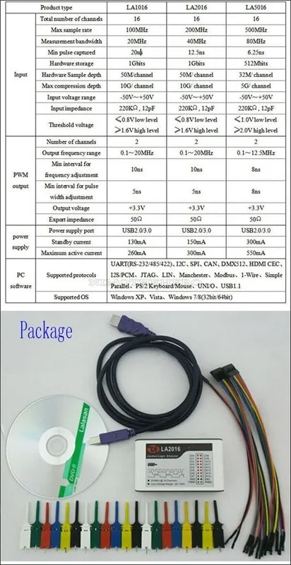 Логический анализатор LA2016 USB Logic Analyzer 16 Channels 200MHz Max Sample Ra — фото лота 2