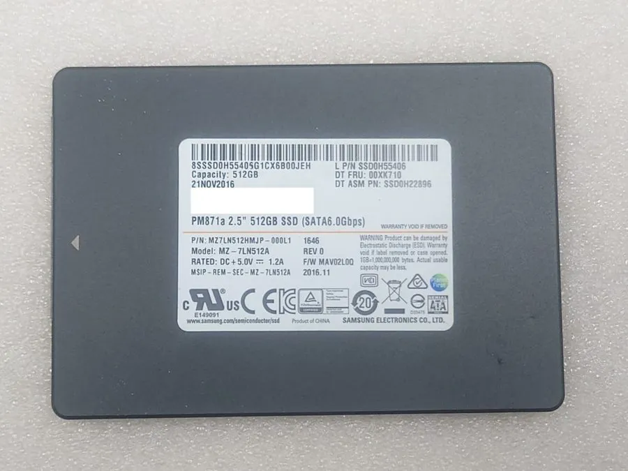 SSD-накопитель Samsung PM871a 512GB 2.5" SATA SSD MZ-7LN512A HEALTH 100% #S-73