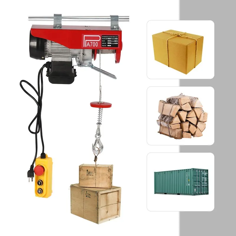 Таль 700kg/1543lb Electric Hoist System Crane Remote Control Power Wire Crane Ga — фото лота 2
