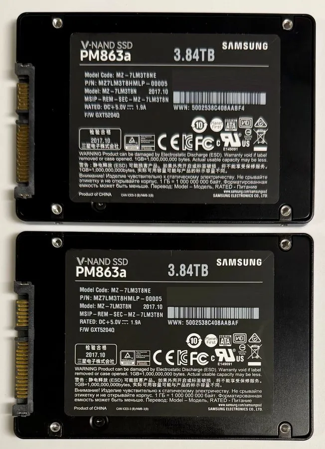 SSD-накопитель Samsung PM863a 3.84TB SATA SSD MZ7LM3T8HMLP Enterprise 96% Health