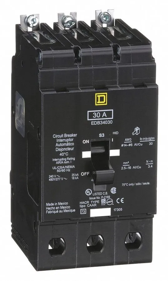 Автоматический выключатель Square D EDB34030 Circuit Breaker 30A 3-Pole 480V AC 