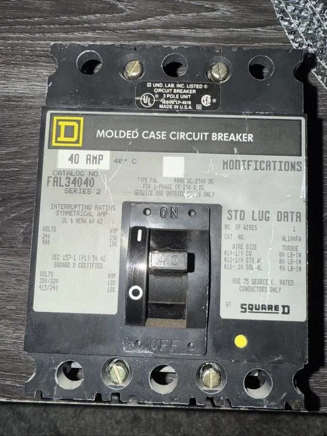 Автоматический выключатель Square D FAL34040 I-Line Circuit Breaker 40A 3P 480V 