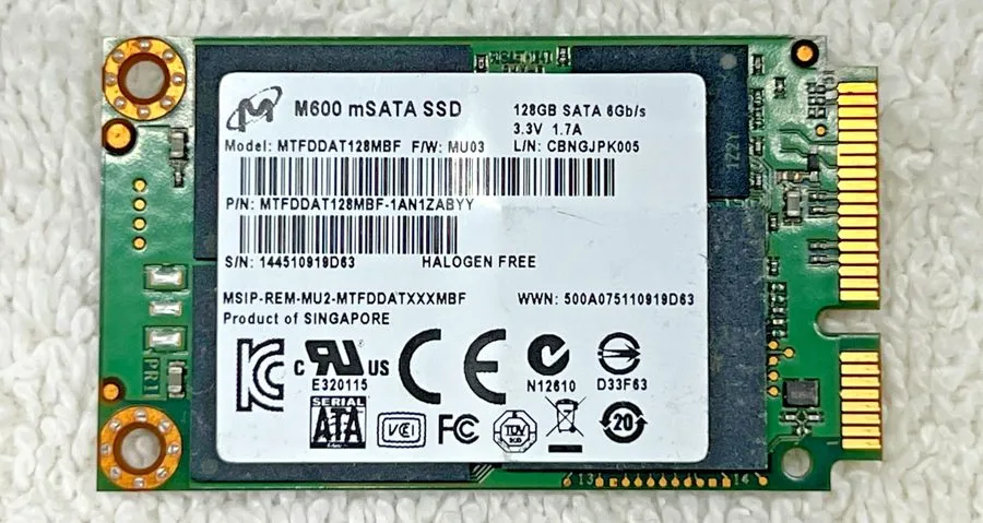 SSD-накопитель Micron MTFDDAT128MBF M600 mSATA 128GB SATA 6Gb/s Solid State Driv