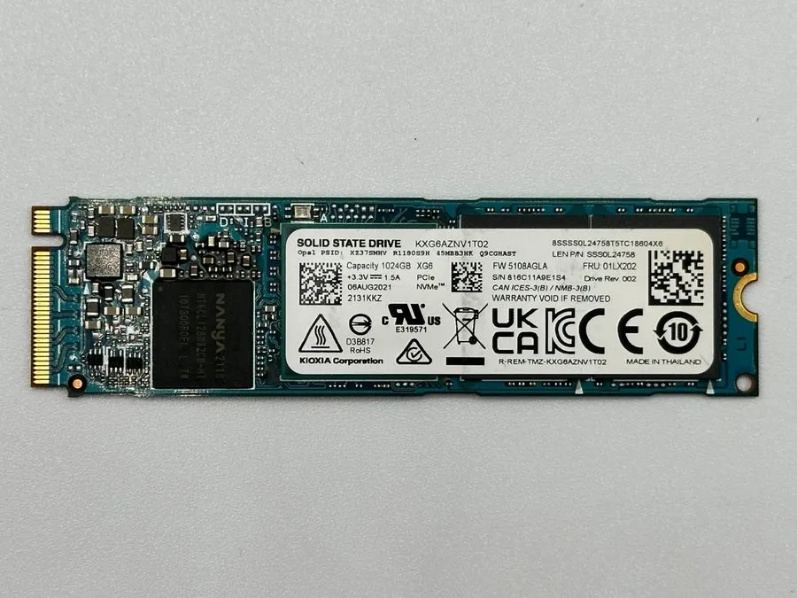 SSD-накопитель Lenovo KIOXIA 1TB NVMe M.2 SSD Solid State Drive KXG6AZNV1T02