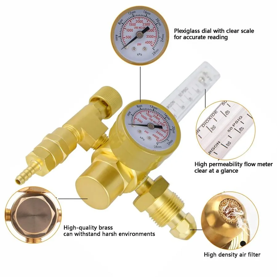 Трубопроводная арматура Argon CO2 Welding Gas Regulator Flowmeter 0-60 CFH CGA-5