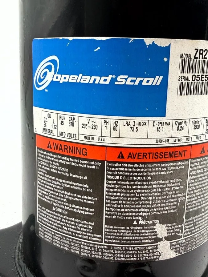 Компрессор Copeland 2.5 ton Scroll AC Compressor ZR28K3-PFV-130 1PH R-22 #C282