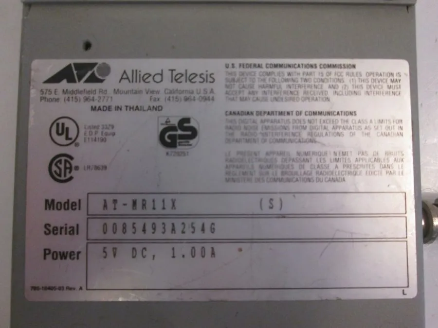 Коммутатор allied telesis Network switch model AT-MR11X — фото лота 2