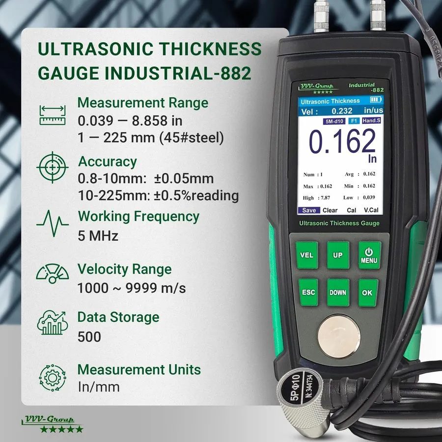 Толщиномер Ultrasonic Thickness Gauge Industrial-882 / Steel Metal Thickness Gau