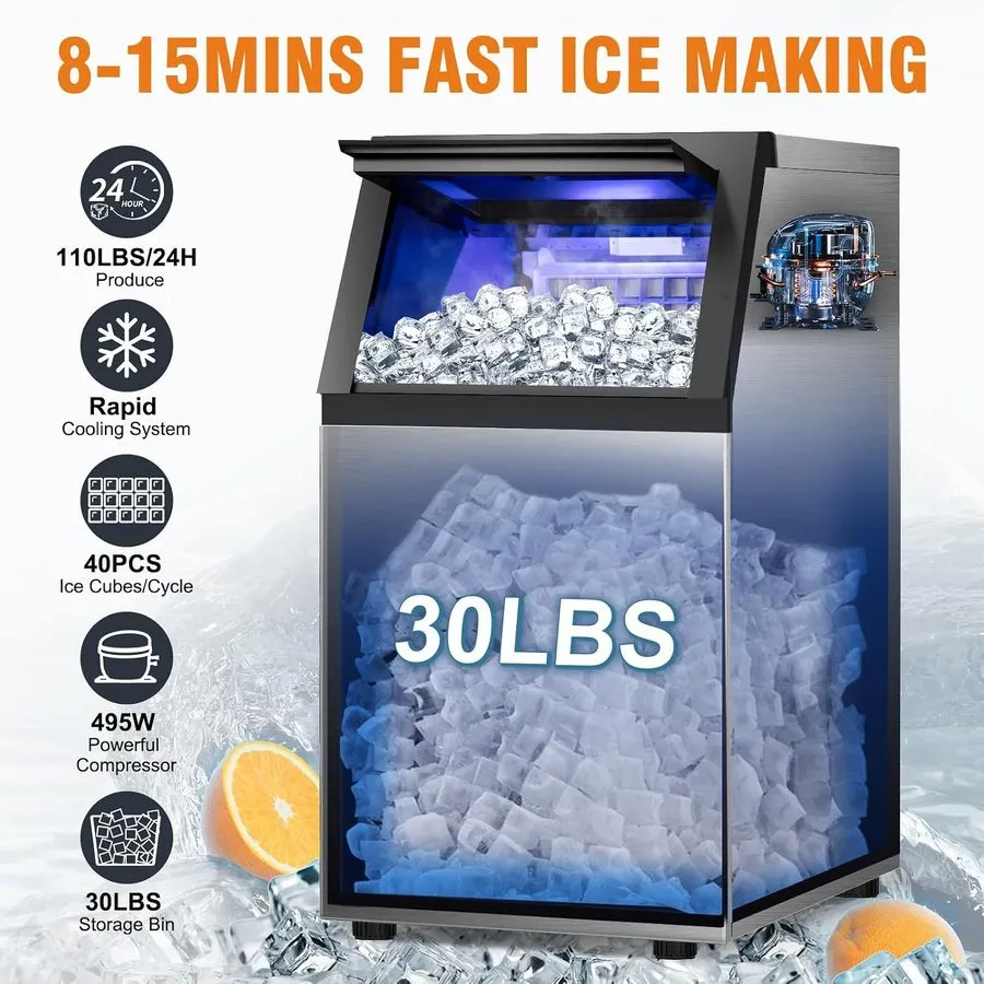 Льдогенератор Efficiency Commercial Ice Maker Machine 120lbs/24H ETL Certified, 