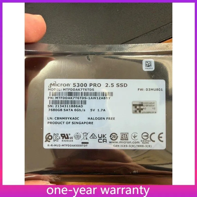 SSD-накопитель MICRON MTFDDAK7T6TDS 7.68TB 2.5" SATA SSD 4,317 Hours, 98.6% Heal