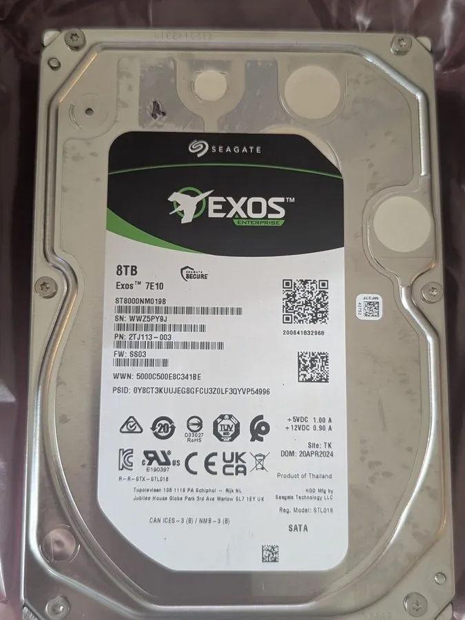 Жёсткий диск 8TB Seagate EXOS 7E10 SATA ST8000NM019B 7200rpm hard drive 71 hours — фото лота 1