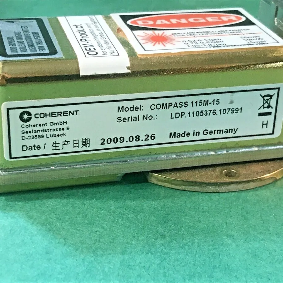 Лазерная головка Coherent Compass 115M-15 DPSS Laser Head 15 mW, 532 nm Luminex