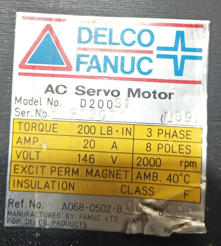 Серводвигатель DELCO FANUC D200S1 AC SERVO MOTOR T74520 — фото лота 1