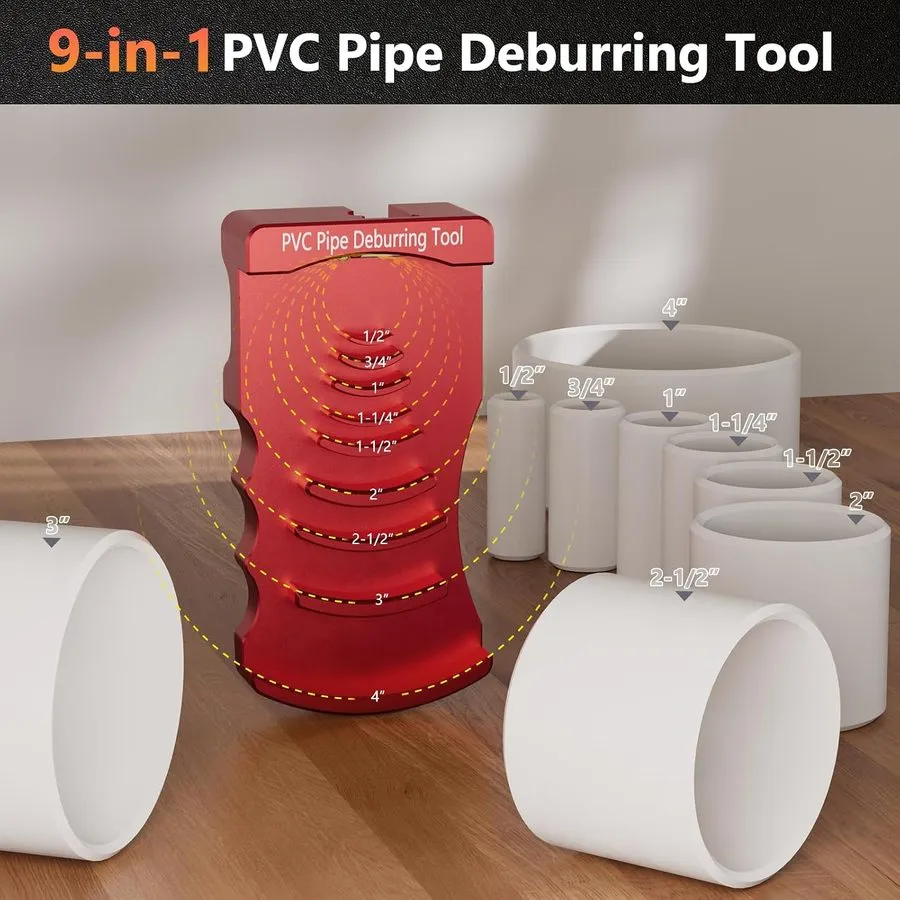 Док-станция PVC Pipe Deburring Tool Set 9-in-1 Adjustable Chamfer Reamer 1/2–4" 