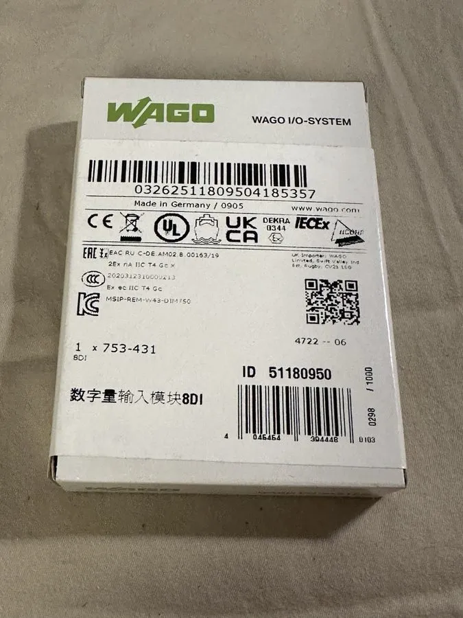 Модуль ввода-вывода Wago 753-431 8CH Digital Input I/O Module 24VDC CAGE CLAMP D — фото лота 1