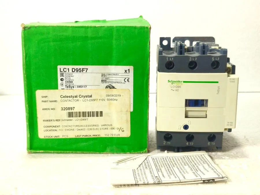Контактор SCHNEIDER LC1D95F7 Contactor, 95 A, Coil 110 V AC ( PART )