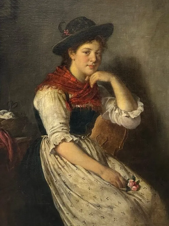 Лабораторный прибор Rudolf Epp ( German 1834-1910) : A Young Woman Holding A Pos